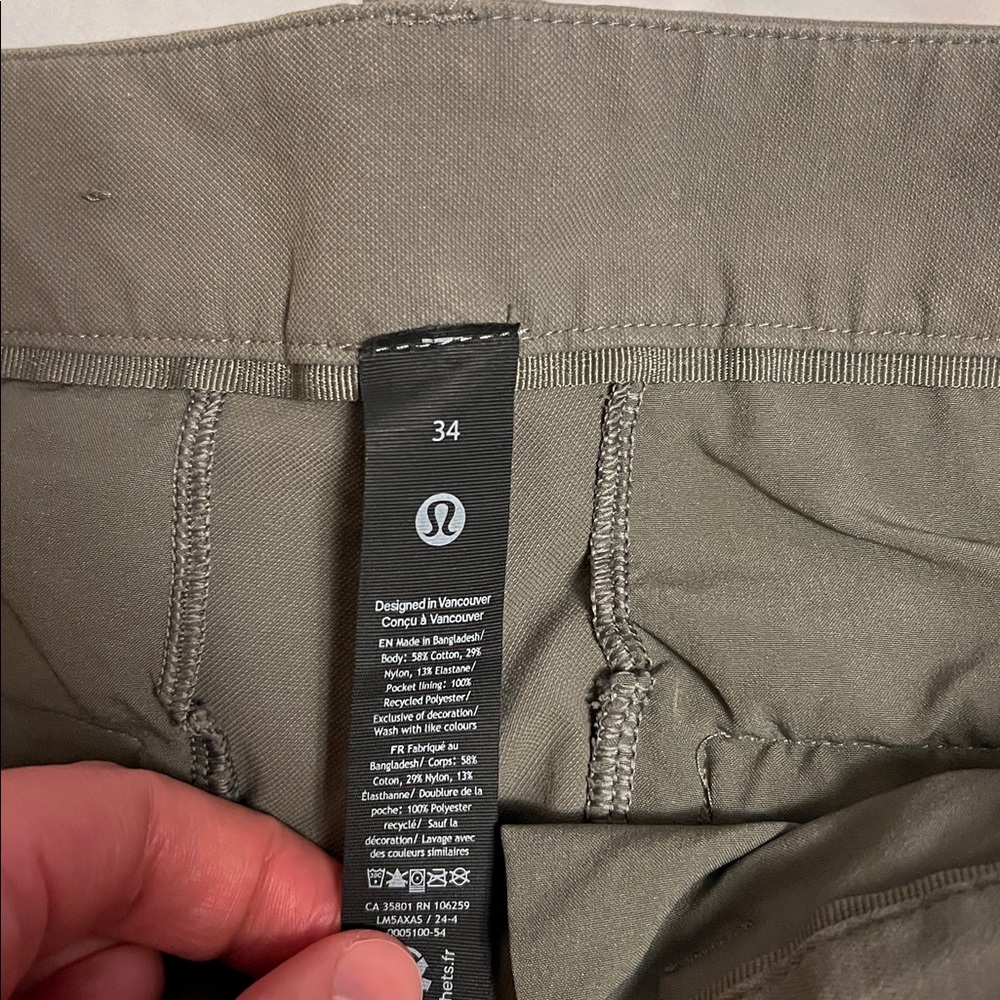 Lululemon ABC Slim Fit Rover Trouser Stretch Cotton Versa Twill 34x32 - Picture 4 of 4